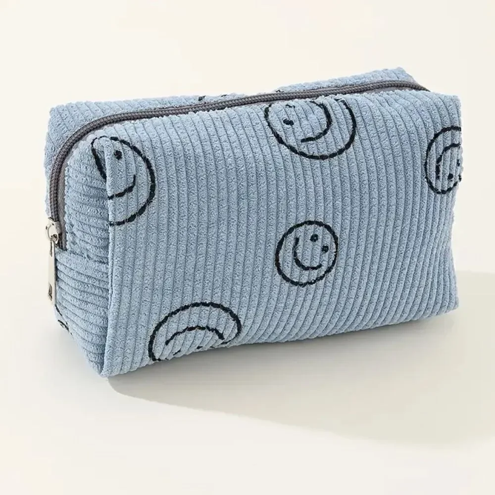 Smiley Face Corduroy Makeup Bags